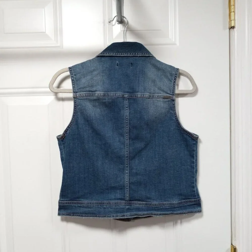 Prana Women's Blue Denim Sleeveless Cropped Jean Dree Vest Size Small - Picture 5 of 9